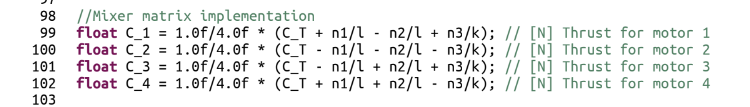 Mixer matrix implementation in embedded C++